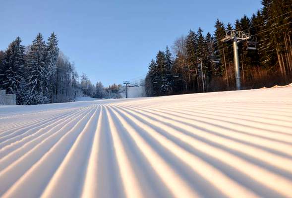 Fresh powder in the skiing resort Liberec