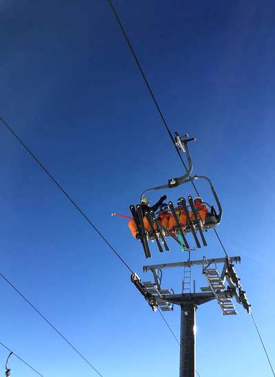 Skiing and snowboarding in the winter resort Spindleruv mlyn