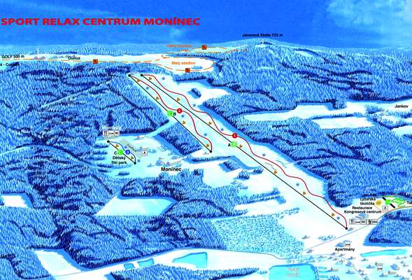 Map of the winter resort Moninec