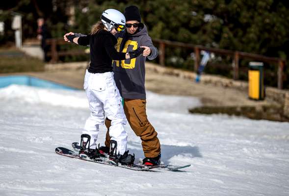 Snowboarding lesson with the instructor