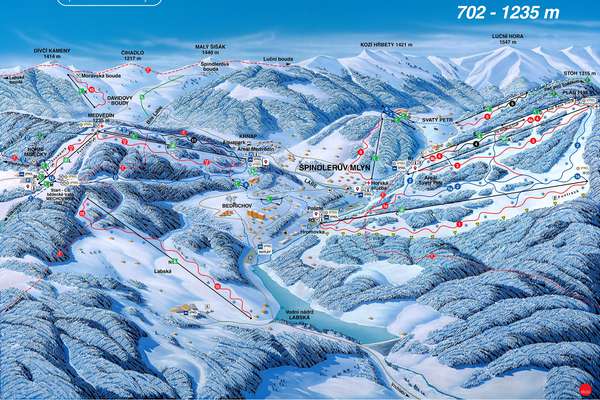 Map of the winter resort Spindleruv mlyn